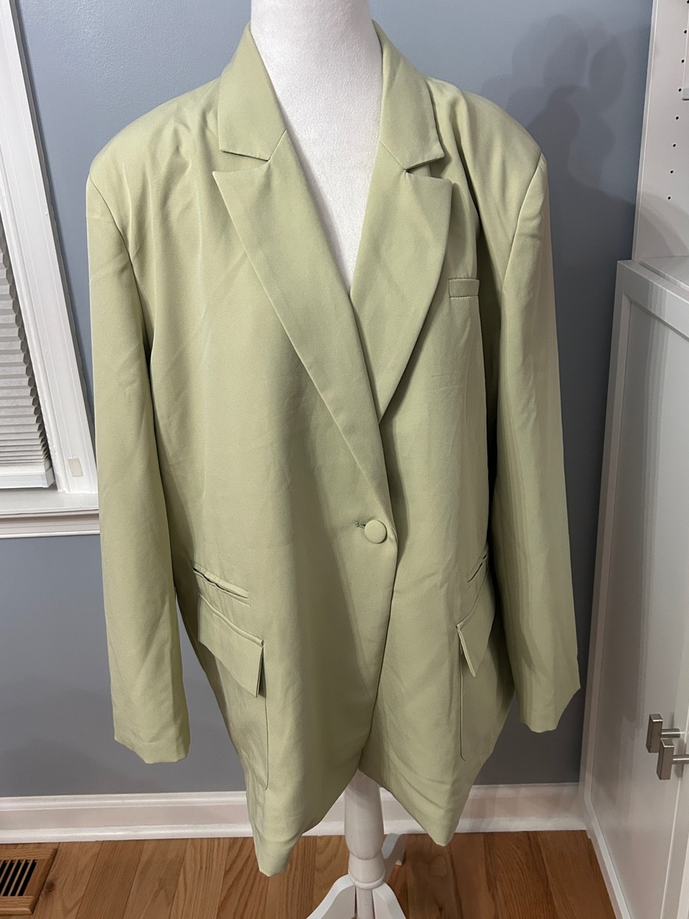 4th & Reckless Oversized Blazer XXL Sage Green Single Button Career Office